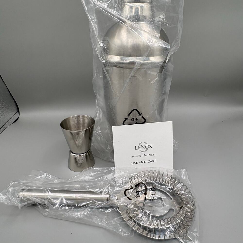 Lenox Tuscany Classics Collection Stainless Steel Cocktail Shaker Set New - Picture 12 of 15